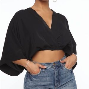 Fashion Nova. It Must V Plunging Top - Black